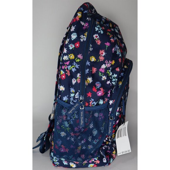 Vera Bradley SCATTERED WILDFLOWERS Lighten Up Essential Backpack School Bag New - Picture 2 of 5